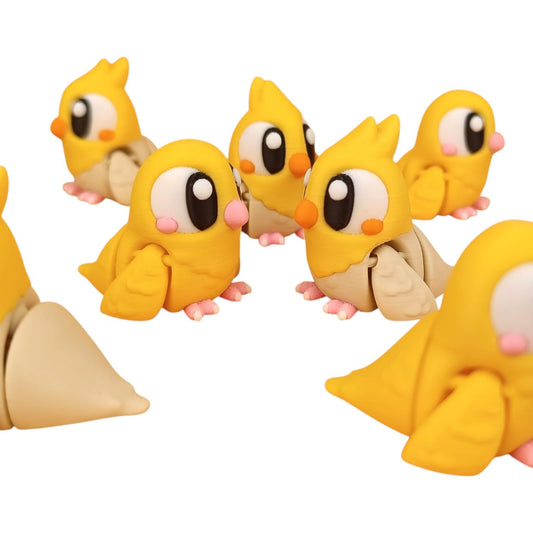 5-Pack Mini Baby Pet Bird Figurines – Articulated Desk Pet Parrots, Collectible Pocket Birds, Fidget Toys for Teens & Adults – 2 Inch Poseable Figures – 3D Printed in Canada
