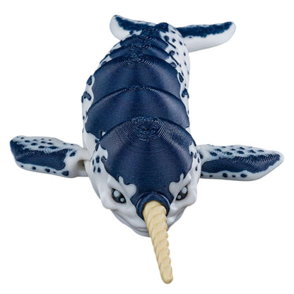 Articulated Narwhal Figurine – Poseable Desk Companion, Fidget Toy & Ocean Décor for Teens and Adults – 3D Printed in Canada