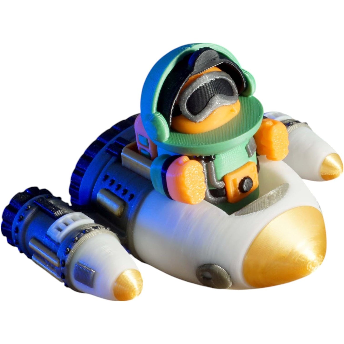 Tiny Rocketman Figurine with Retro Spaceship – Cute Desktop Space Astronaut Collectible for Display, Gifts & Fidget Fun – 3D Printed in Canada