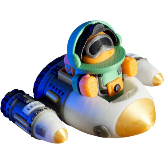 Tiny Rocketman Figurine with Retro Spaceship – Cute Desktop Space Astronaut Collectible for Display, Gifts & Fidget Fun – 3D Printed in Canada