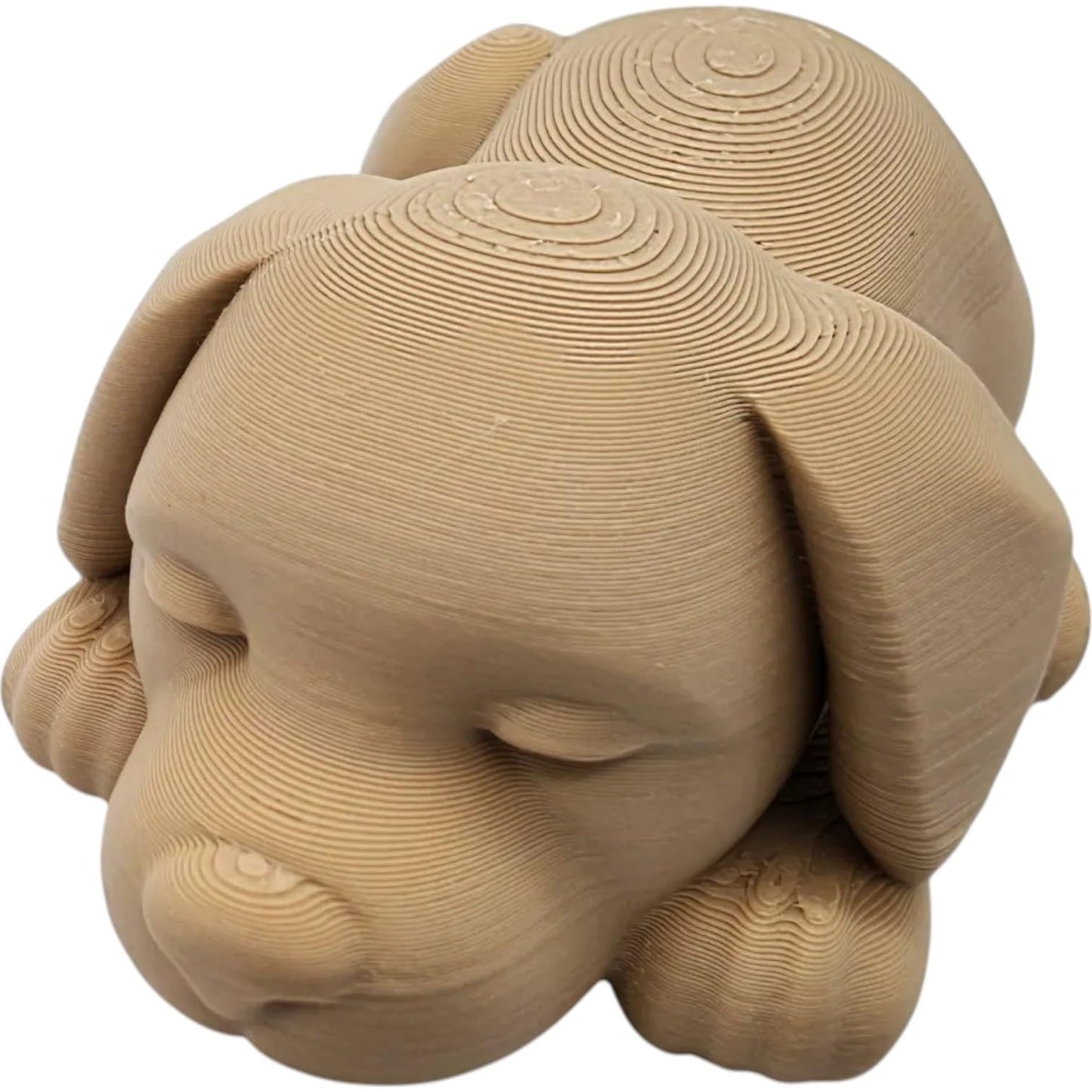 Cute Sleeping Puppy Figurine – Wood-Style 3D Printed Dog Statue with No Supports Needed for Display or Memorial Use – 3D Printed in Canada