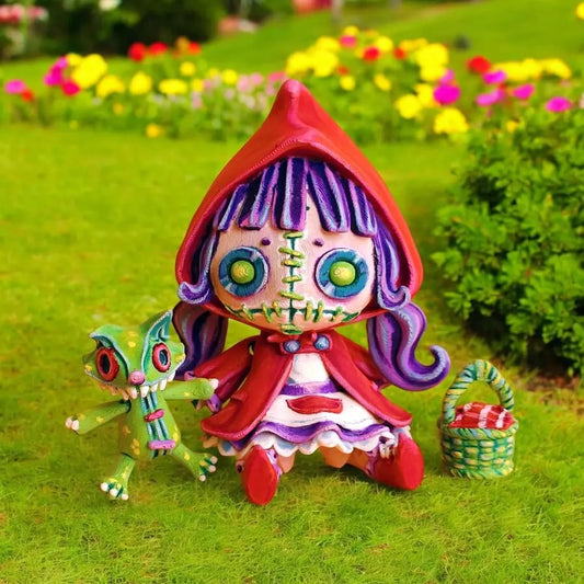 Articulated Creepy Red Hood Figurine – Unique Fantasy Toy – Stress Relief and Collectible for Teens & Adults – 3D Printed in Canada