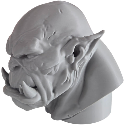 Orc Bust Sculpture – Fantasy Monster Head Figurine for Display, Painting, or RPG Inspiration – Grim Orc Decor Model – 3D Printed in Canada