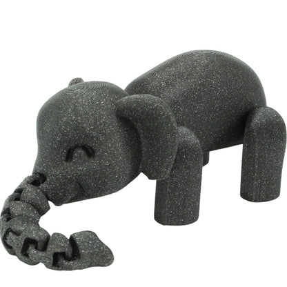 🐘 Articulated Elephant Figurine – Flexible Fidget Toy, Paintable Animal Model & Desk Sculpture – 3D Printed in Canada