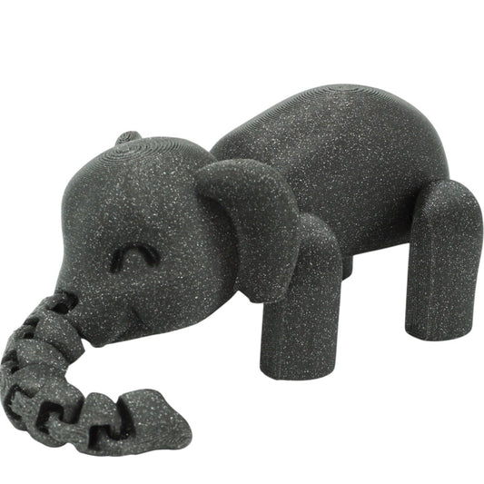 🐘 Articulated Elephant Figurine – Flexible Fidget Toy, Paintable Animal Model & Desk Sculpture – 3D Printed in Canada