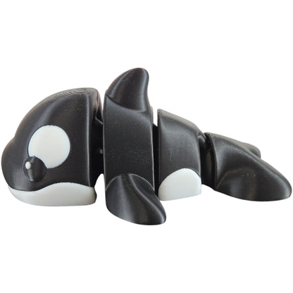 Cute Articulated Orca Whale Fidget with Big Eyes – Killer Whale Sensory Desk Toy for Teens & Adults – Flexible Ocean Animal Figurine for Stress Relief & Decor – 3D Printed in Canada