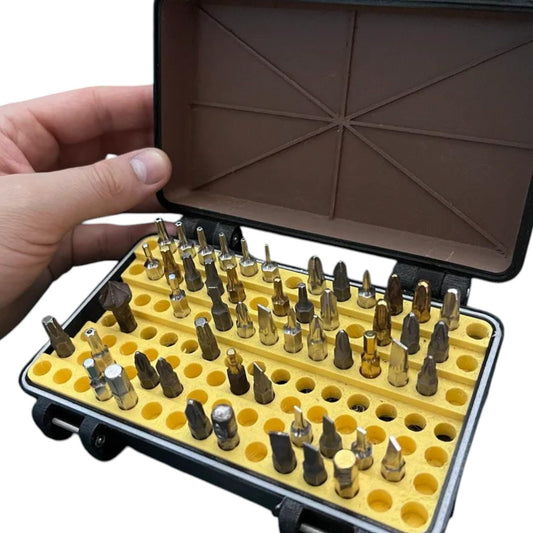 Screwdriver Bit Organizer Box – Secure Storage Case for 1/4” Hex Driver Bits, Rugged Portable Bit Holder – 3D Printed in Canada