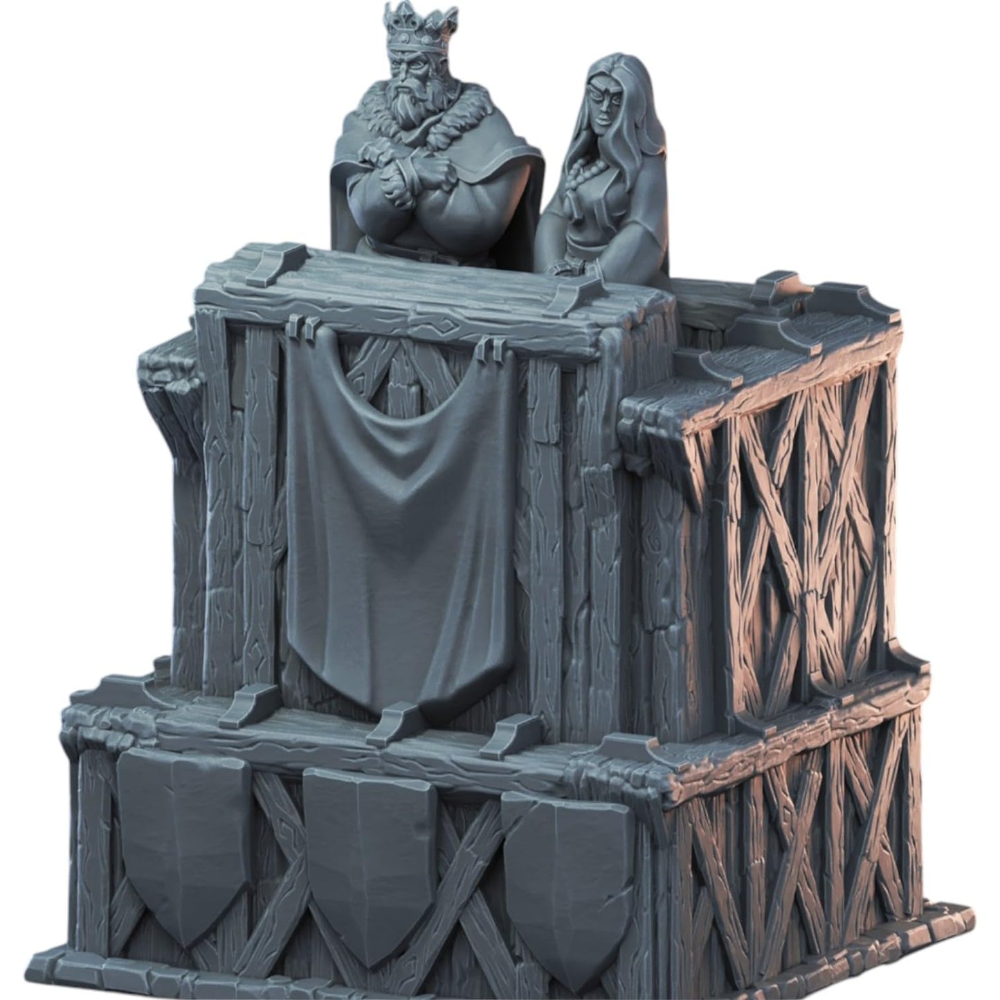 Royal Viewing Stand Fantasy Terrain for Tabletop RPG and Wargaming – King and Queen Miniature Diorama Piece – 3D Printed in Canada