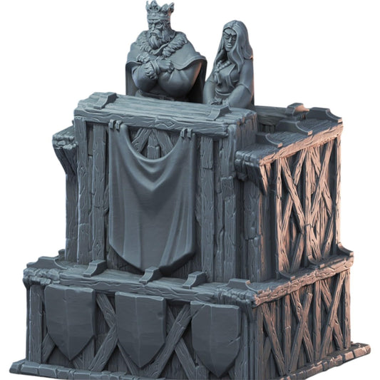 Royal Viewing Stand Fantasy Terrain for Tabletop RPG and Wargaming – King and Queen Miniature Diorama Piece – 3D Printed in Canada