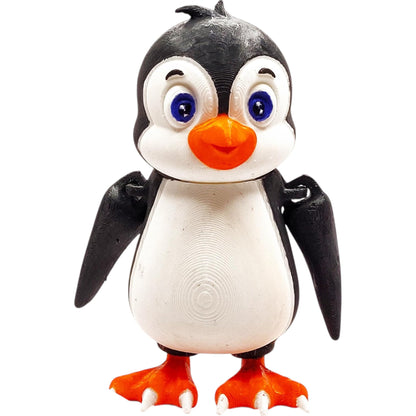 Cute Articulated Penguin Figurine – 3D Printed DIY Paintable Arctic Animal Model for Desk Display, Shelf Décor & Craft Projects – 3D Printed in Canada