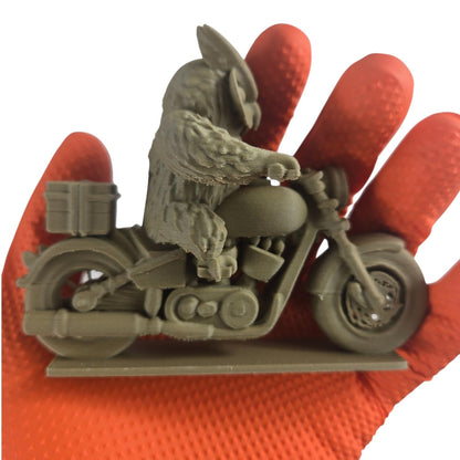 Night Biker Owl Figurine – Fantasy Motorcycle Statue – Badass Desk Ornament or Painting Miniature – Unique Owl on Bike Model – 3D Printed in Canada