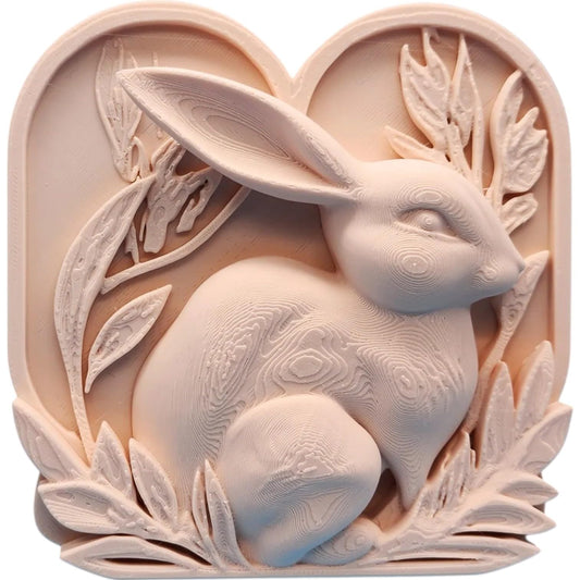 Bunny Wall Sculpture – 3D Printed Rabbit Plaque with Floral Frame for Nature-Inspired Home Décor – 3D Printed in Canada