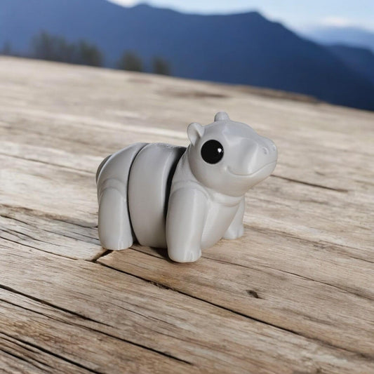 Mini Baby Hippo Figurine 5-Pack – Cute Articulated Desk Pets & Animal Collectibles for Teens & Adults – Pocket-Sized Fidget Toys – 3D Printed in Canada