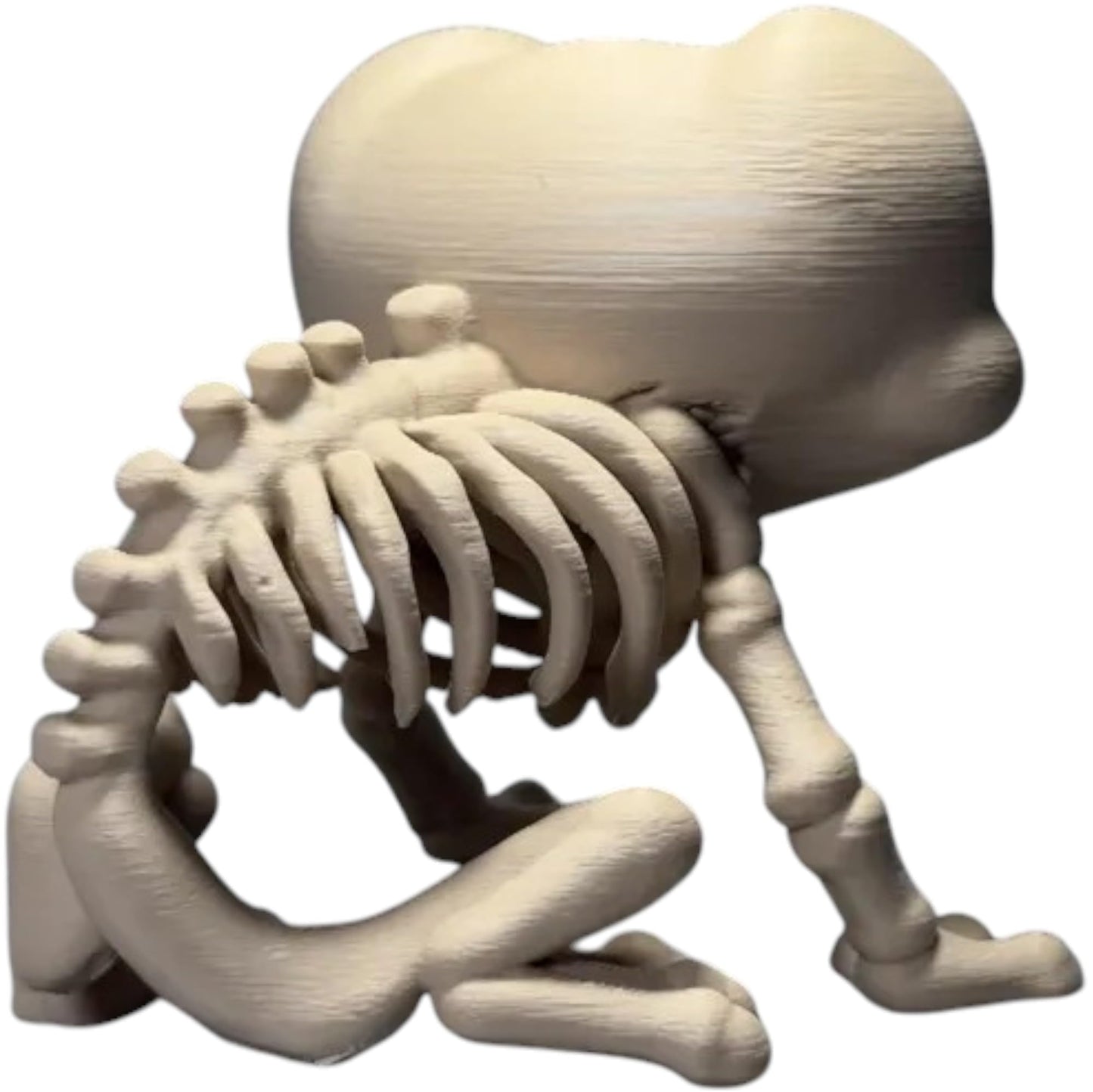 Chibi Skeleton Frog Figurine – Cute Creepy Undead Amphibian Collectible for Shelf Display or Gothic Décor – 3D Printed in Canada