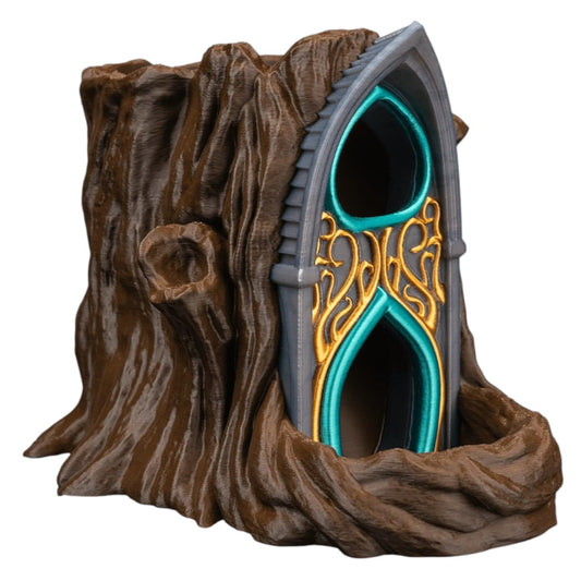 Verdant Sanctuary Dice Tower & Can Holder – Elven Tree Dice Roller for DND, RPG, Fantasy Game Night, Tabletop Décor, Dungeons and Dragons Accessories – 3D Printed in Canada
