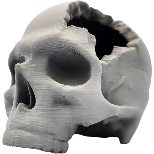 Major Headache Skull Miniature – Cracked Skull Display Prop with Hollow Interior for Gothic Decor, RPG Terrain & Halloween Themes – 3D Printed in Canada