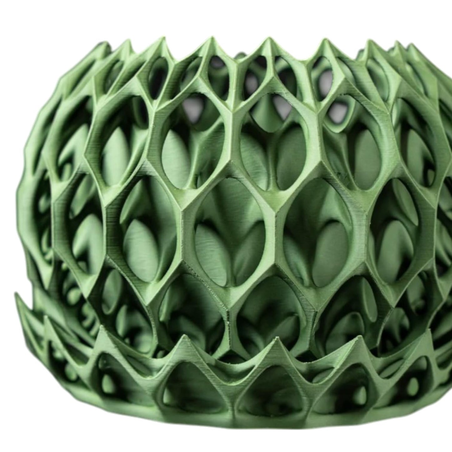 Sculptural Green Planter Pot with Interwoven Exoskeleton Design – Artistic Indoor Container for Succulents & Small Houseplants – 3D Printed in Canada