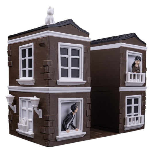 Romance in Between Bookend – Storybook Window Scene Bookshelf Organizer – Decorative Couple-Themed Book Holder – 3D Printed in Canada