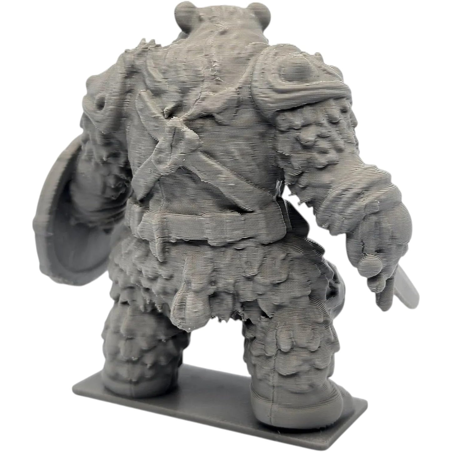 The Bearbarian Figurine – Fantasy Warrior Bear with Sword & Shield – Collectible Animal Hero Statue – Owls & Dragons Series – 3D Printed in Canada