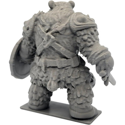 The Bearbarian Figurine – Fantasy Warrior Bear with Sword & Shield – Collectible Animal Hero Statue – Owls & Dragons Series – 3D Printed in Canada