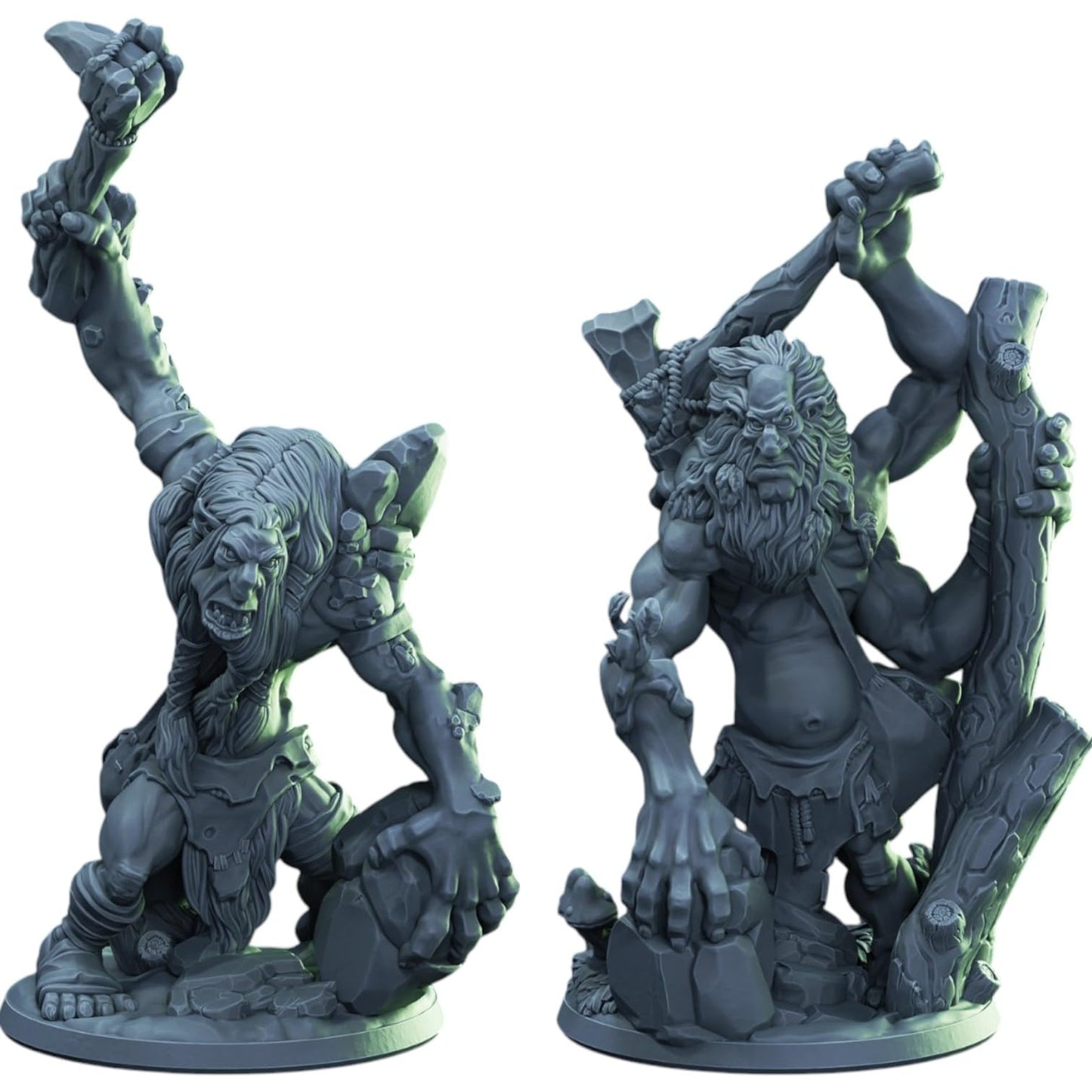 Hill Trolls Miniature Set – Fantasy RPG & Wargaming Monster Figures for Painting and Collectors – Detailed Resin Models – 3D Printed in Canada