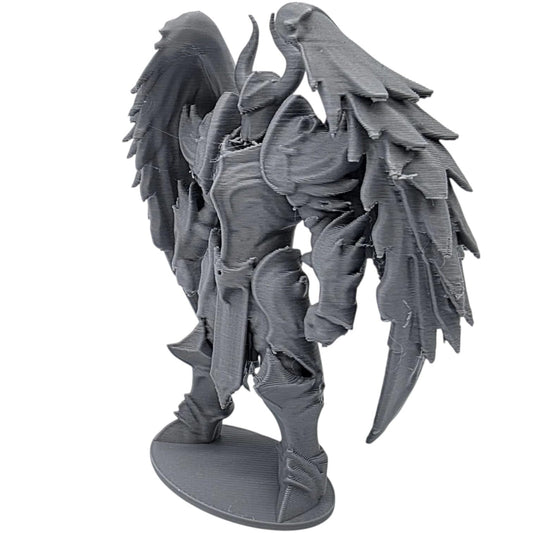 Winged Demon in Armor Miniature – Dark Fantasy Fallen Angel Figurine for RPG, Display, or Dioramas – Armored Infernal Warrior – 3D Printed in Canada