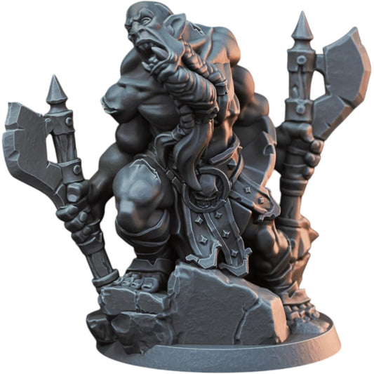 Ork Blood Rager Miniature for Tabletop RPG, Wargaming & Painting – Fantasy Orc Dual Axe Warrior for Dungeon Battles & Warbands – 3D Printed in Canada