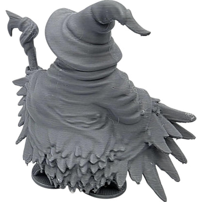 Crow Conjuror Figurine – Fantasy Wizard Crow Statue with Staff – Magical Owl & Raven Inspired Miniature for Display or Painting – 3D Printed in Canada