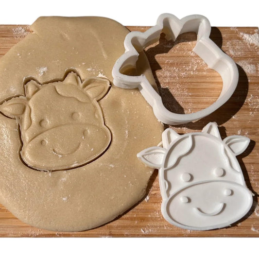 Cow Cookie Cutter Set of 3 Sizes (3" 4" 5") – Farm Animal Fondant & Baking Mold – 3D Printed in Canada