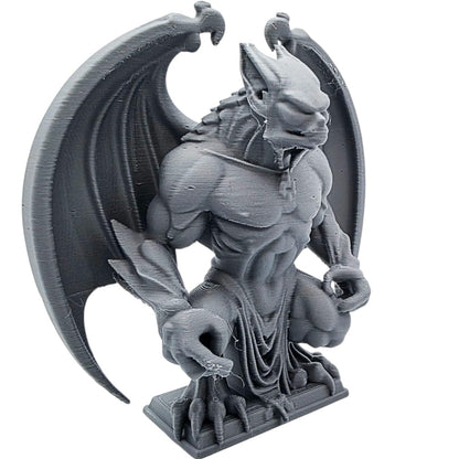 Stone Guardian Gargoyle Statue – Gothic Demon Figurine for Shelf or Desk Display, Fantasy Creature Home Decor, Menacing Winged Sculpture – 3D Printed in Canada