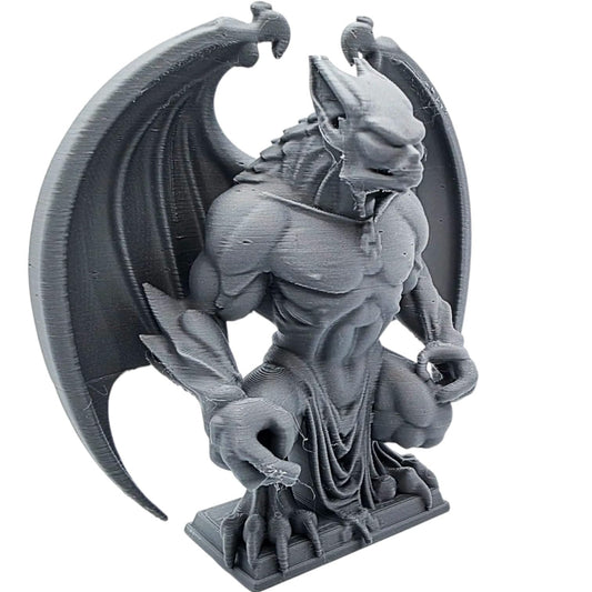 Stone Guardian Gargoyle Statue – Gothic Demon Figurine for Shelf or Desk Display, Fantasy Creature Home Decor, Menacing Winged Sculpture – 3D Printed in Canada
