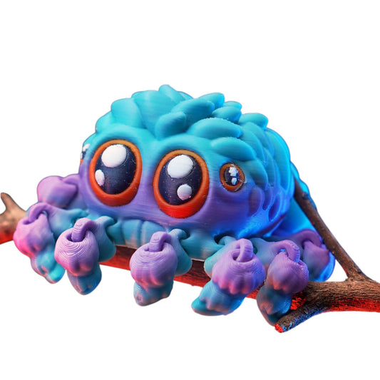 Cute Baby Jumping Spider Figurine – Articulated Print-in-Place Collectible Spider with Big Eyes – 3D Printed in Canada