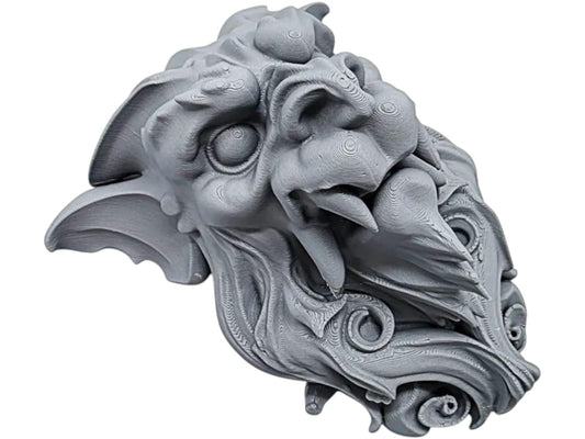 Gothic Gargoyle Wall Sculpture – Fierce Medieval Stone Guardian Face for Home or Garden Décor – Indoor/Outdoor Gothic Wall Art Accent – 3D Printed in Canada