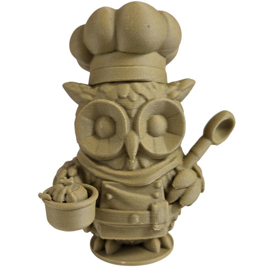 The Cook Owl Figurine – Fantasy Owl Chef with Spoon & Noodle Bowl – Owls & Dragons Collection – Paintable Culinary Display Miniature – 3D Printed in Canada