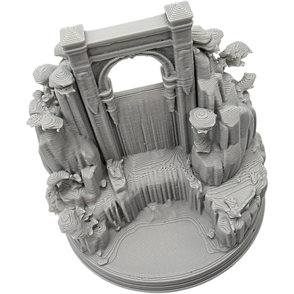 Waterfall Arch Miniature – Scenic Fantasy Waterfall Terrain with Arched Ruins, Tabletop Diorama or Desktop Display Piece – 3D Printed in Canada