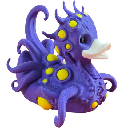 Quackthulhu Duck Figurine – Lovecraftian Tentacle Duck for Horror & Mythos Fans – Octopus Duck Hybrid Desk Decor – Fidget Display Figure – 3D Printed in Canada
