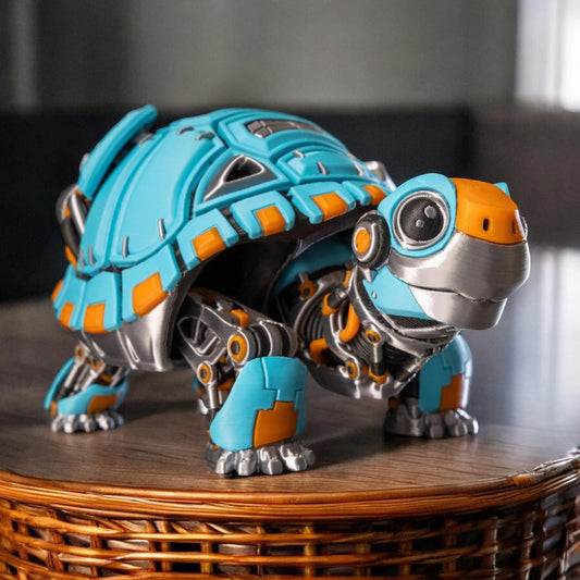 3DCENTRAL.CA Articulated RoboTortoise Figurine – Movable Desk Toy for Stress Relief, Focus, Anxiety, ADHD – Collectible Sensory Tool for Teens and Adults – 3D Printed in Canada
