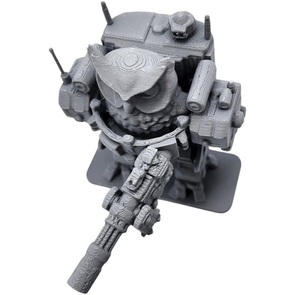 Owl Mechwarrior Figurine – 3D Printed Armored Owl Robot Statue for Sci-Fi Shelf Display, Tabletop Games, or Collector Gifts – 3D Printed in Canada