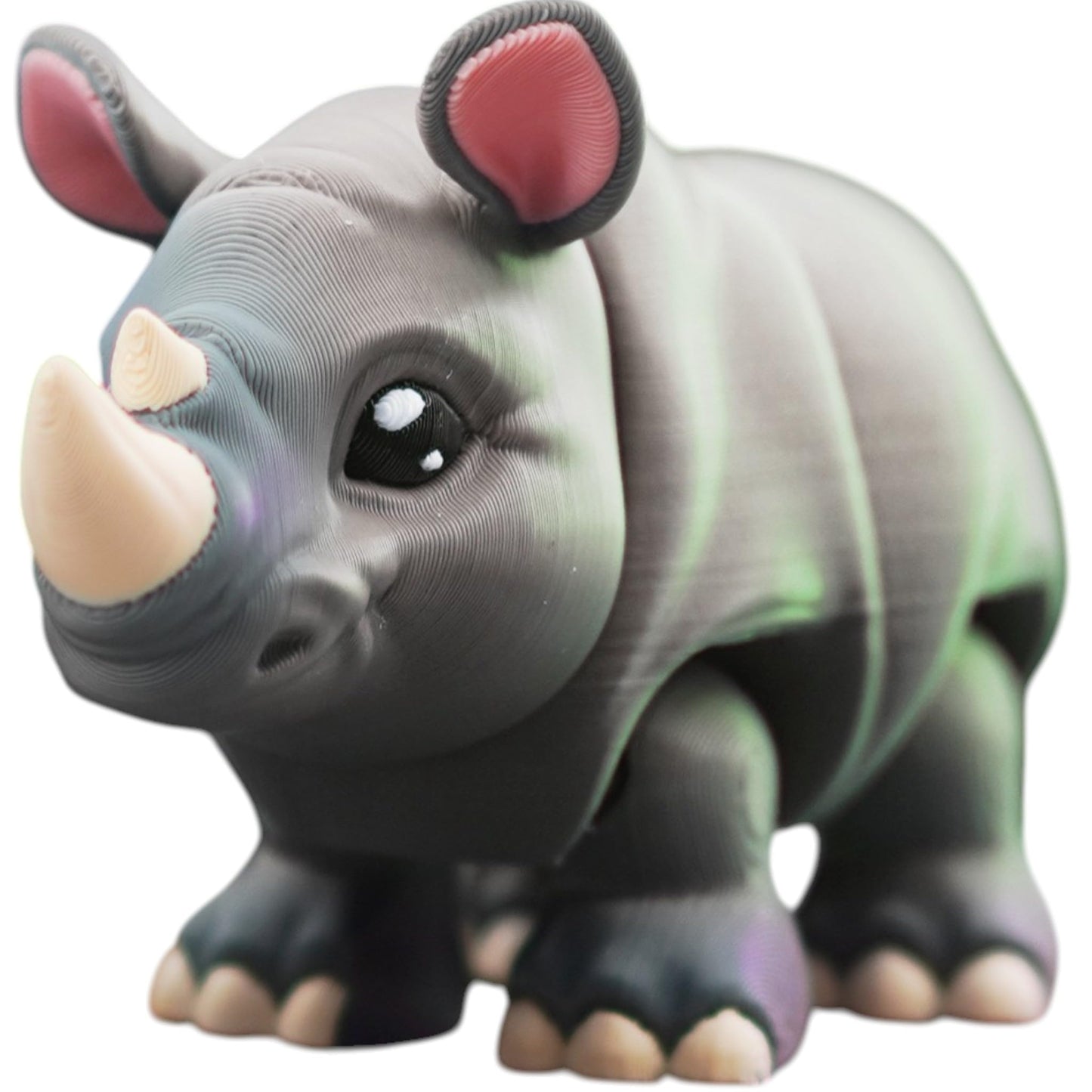 Articulated Baby Rhino Figurine – Adorable Safari Fidget Toy for Teens & Adults – Print-in-Place Rhinoceros Collectible – 3D Printed in Canada
