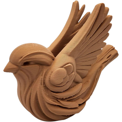 Wood Carved-Style Sparrow Figurine – Graceful 3D Printed Bird Sculpture for Shelf Decor, Symbolic Gifts & Nature Collectors – 3D Printed in Canada