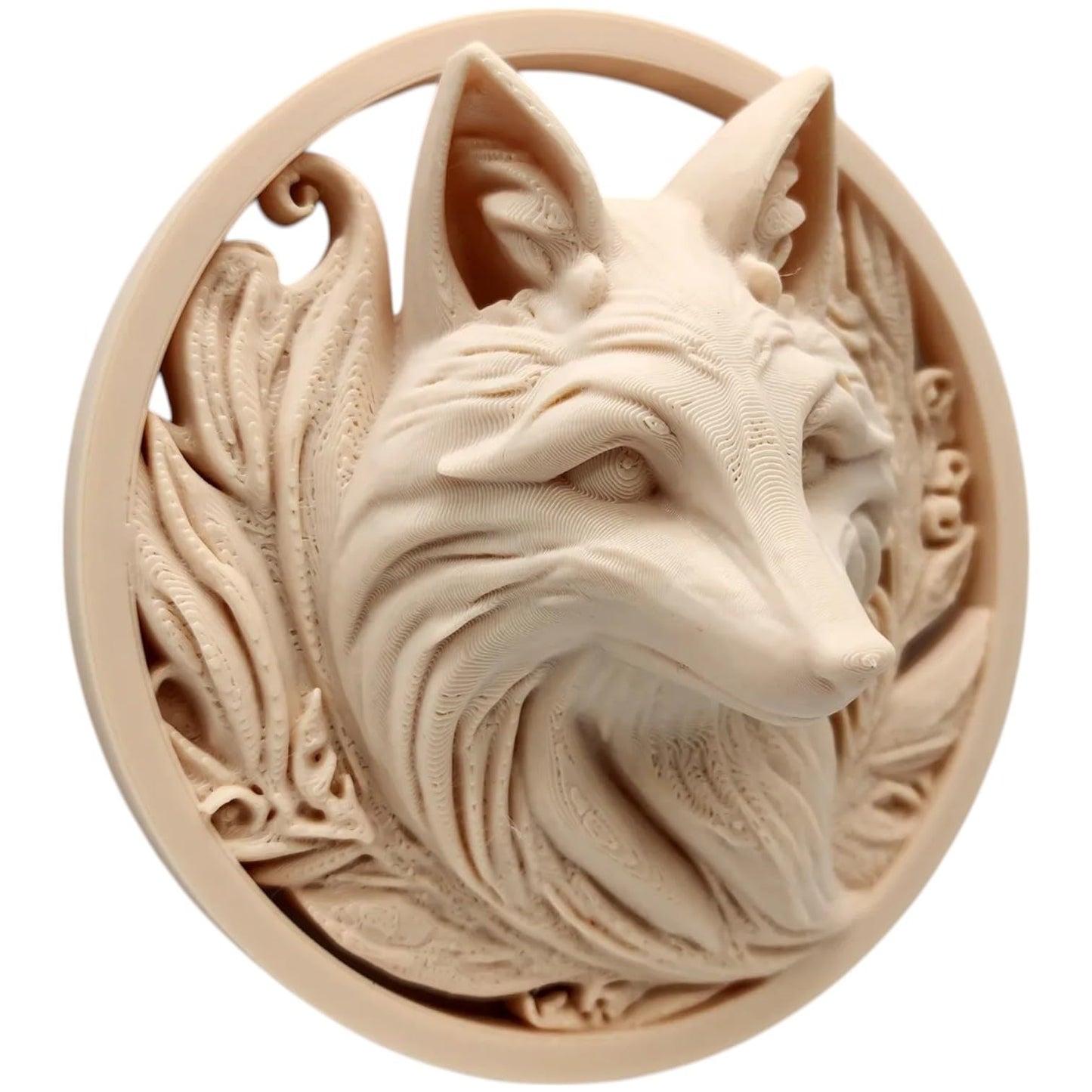 Fox Relief Sculpture Wall Art – Round Woodland Animal Décor with Intricate Detail – 3D Printed in Canada