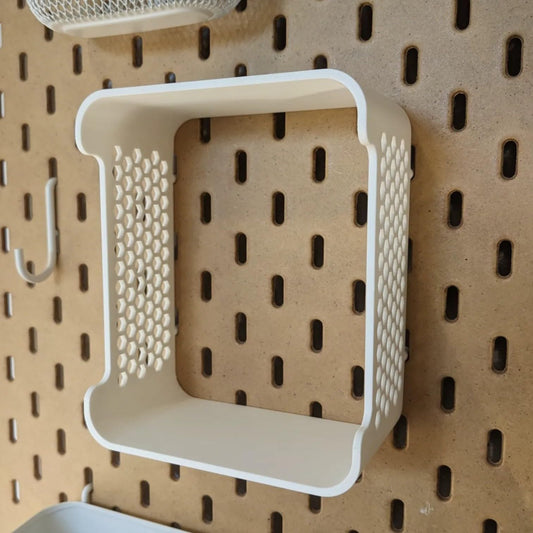Pegboard Double-Shelf Organizer for IKEA SKÅDIS – Hex Grid Storage Basket for Plants, Decor, and Desk Items – 3D Printed in Canada