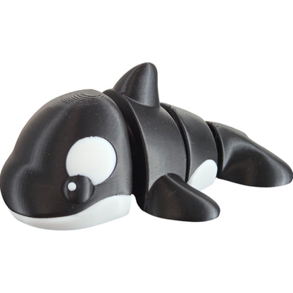 Cute Articulated Orca Whale Fidget with Big Eyes – Killer Whale Sensory Desk Toy for Teens & Adults – Flexible Ocean Animal Figurine for Stress Relief & Decor – 3D Printed in Canada