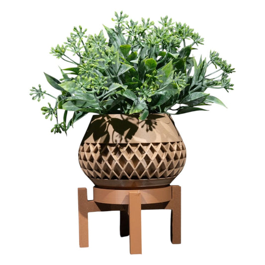 Geometric Indoor Planter with Stand – Modern 3D Printed Plant Pot with Drainage Holes – Minimalist Home & Office Décor – Made in Canada