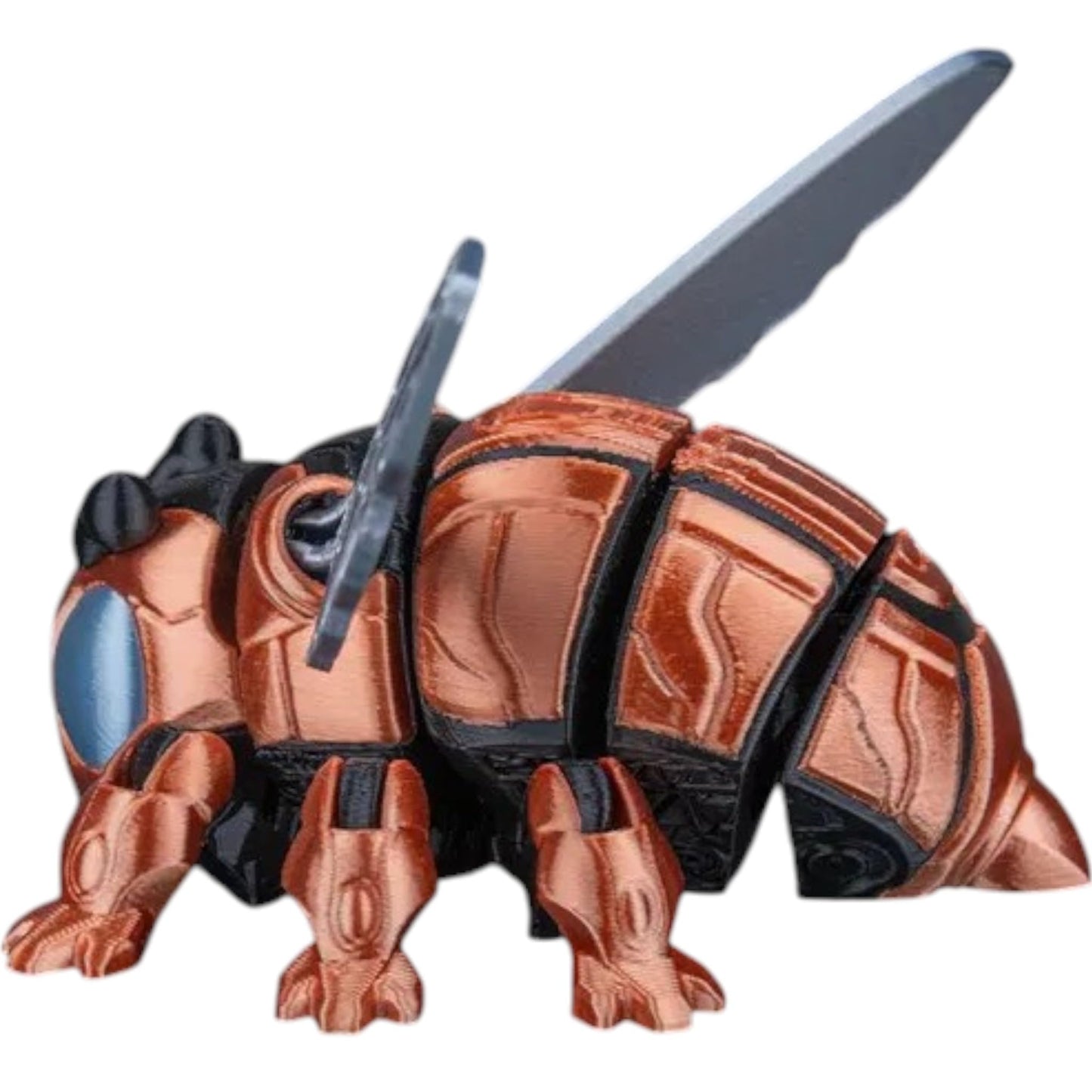 BMBL-B33 “PollenStriker” Mech Bee Figurine – Articulated Cyber Insect Fidget Collectible with Movable Legs & Wings – Desk Toy for Teens & Adults – 3D Printed in Canada