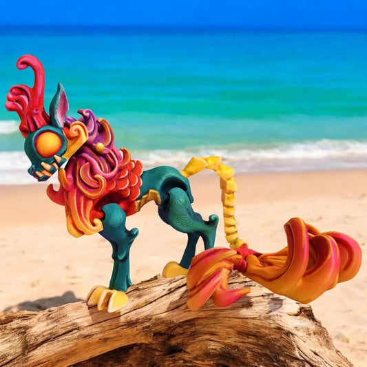 Articulated Qilin Figurine – Mythical Chinese Dragon Horse Collectible for Teens & Adults – Fantasy Desk Display – 3D Printed in Canada