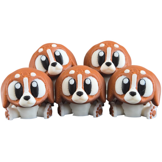 5-Pack Mini Baby Beagle Figurines – Articulated Desk Pet Dog Breeds, Collectible Pocket Beagles, Fidget Toys for Teens & Adults – 2 Inch Poseable Figures – 3D Printed in Canada