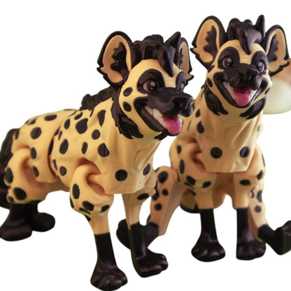 Articulated Hyena Figurine – Posable Animal Fidget Collectible for Teens & Adults – Spotted Safari Creature Display Figure for Desk or Shelf – 3D Printed in Canada