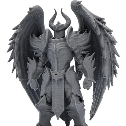 Winged Demon in Armor Miniature – Dark Fantasy Fallen Angel Figurine for RPG, Display, or Dioramas – Armored Infernal Warrior – 3D Printed in Canada