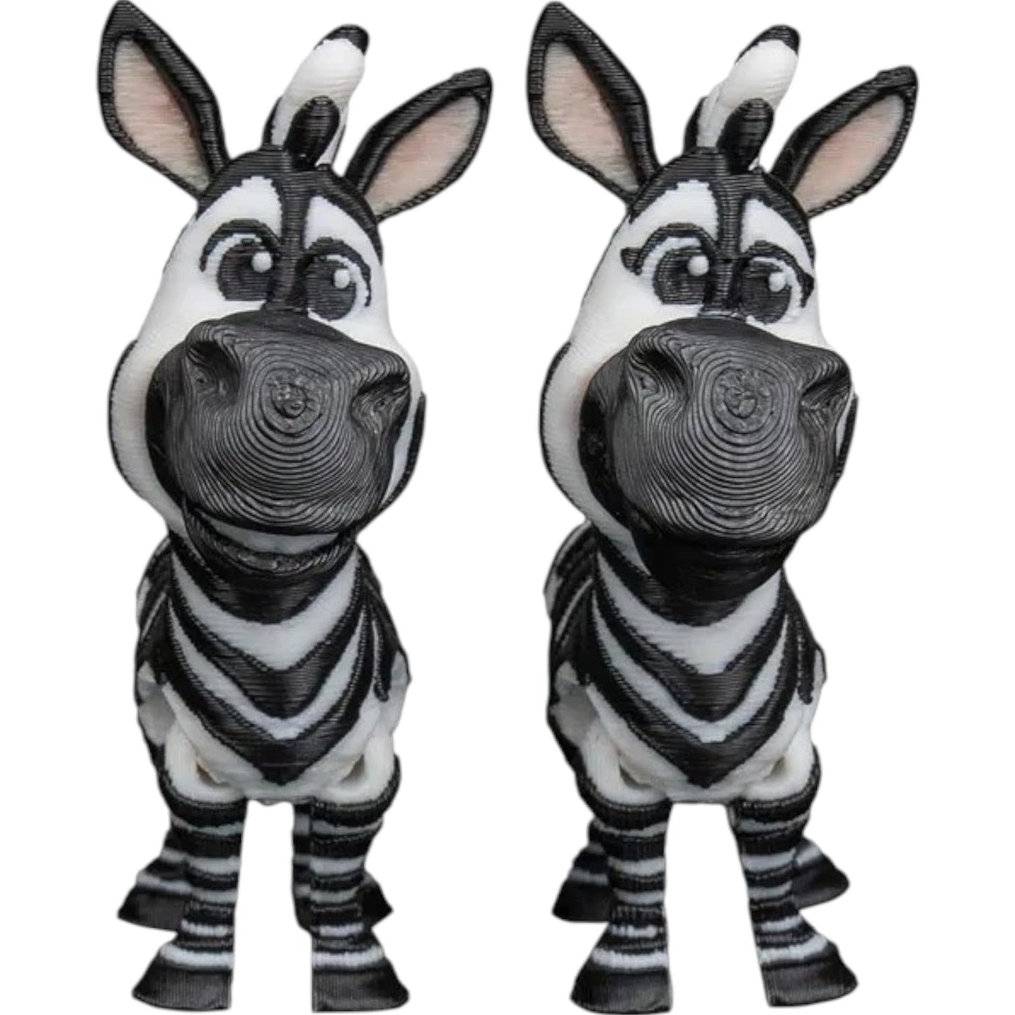 Cartoon Zebra Duo Figurines – Articulated Poseable Fidget Statues for Desk or Shelf Display – Cute Animal Collectible Gift for Teens & Adults – 3D Printed in Canada